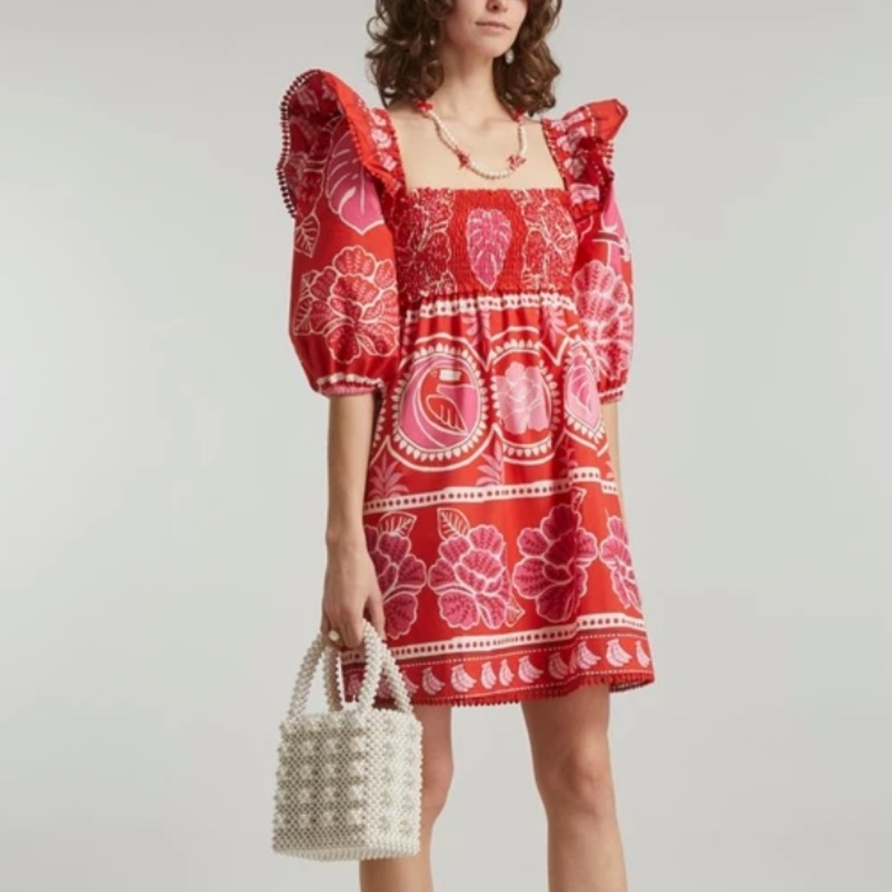 FARM Rio Red Floral Mini Dress - Picture 10 of 16